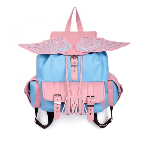 Leather Angel Wing Backpack Pink&blue on Luulla